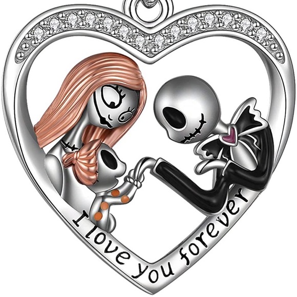 18k Diamond Nightmare Before Christmas Family Heart Necklace